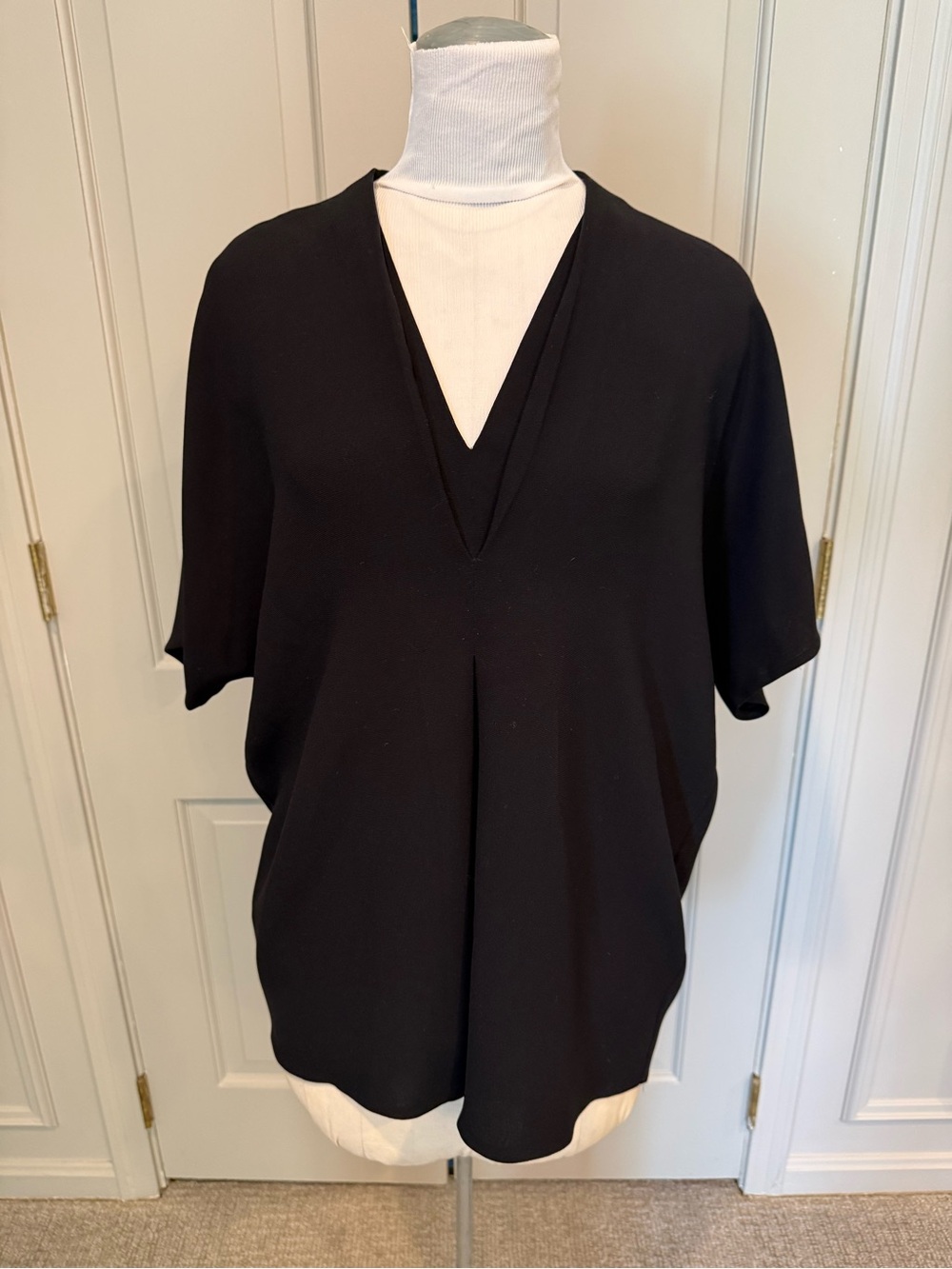Vince Women's Black Double V-Neck Dolman Sleeve Top Tunic Medium